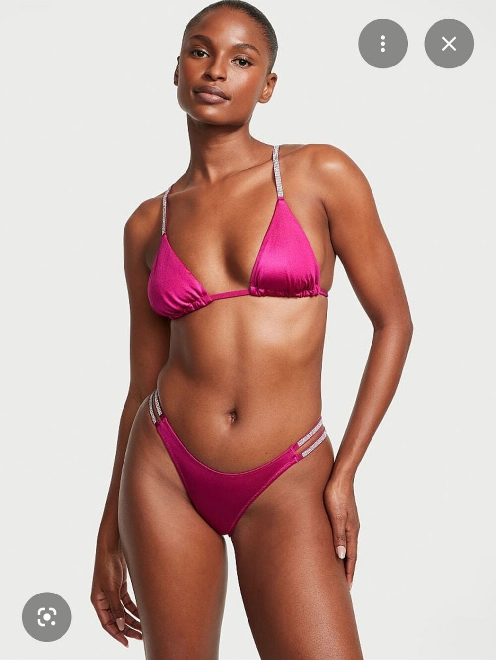 NWT Victoria's Secret Black Rhinestone Bra And High Waist Cheeky Bikini